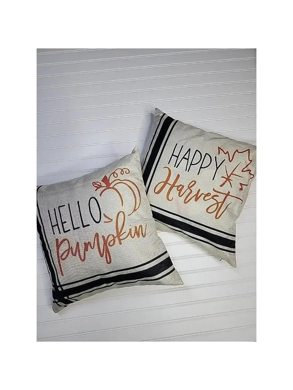 Set of 2 Fall Throw Pillows Happy Harvest Hello Pumpkin 15
